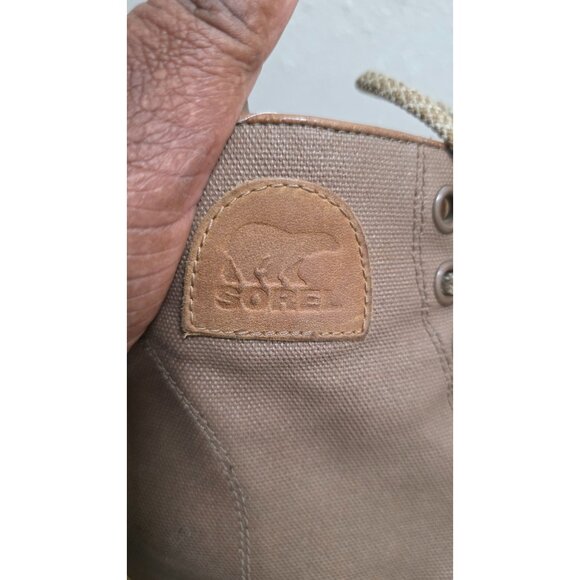Sorel Women's Leather & Canvas Lace-Up Ankle Boots Size 10 Tan/Brown Durable Des - Picture 6 of 8